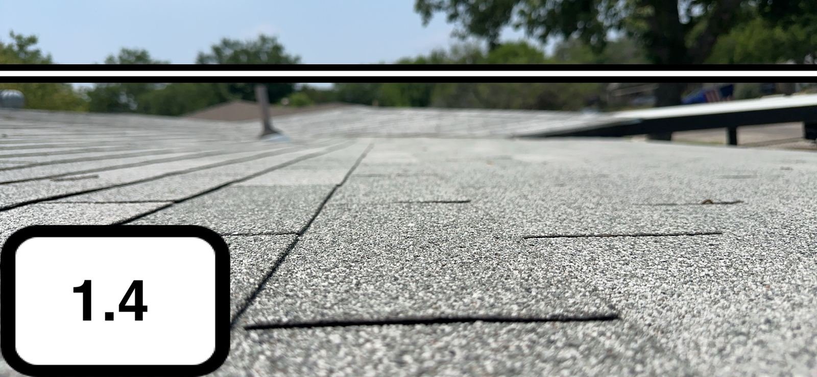 Close-up measurement documentation on the roof surface