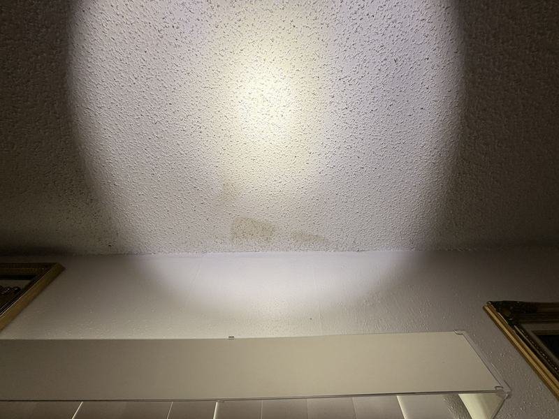 Water stain on a ceiling caused by a roof leak