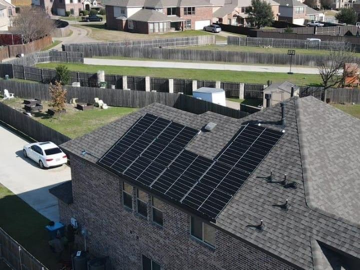 Home with solar panels on the roof