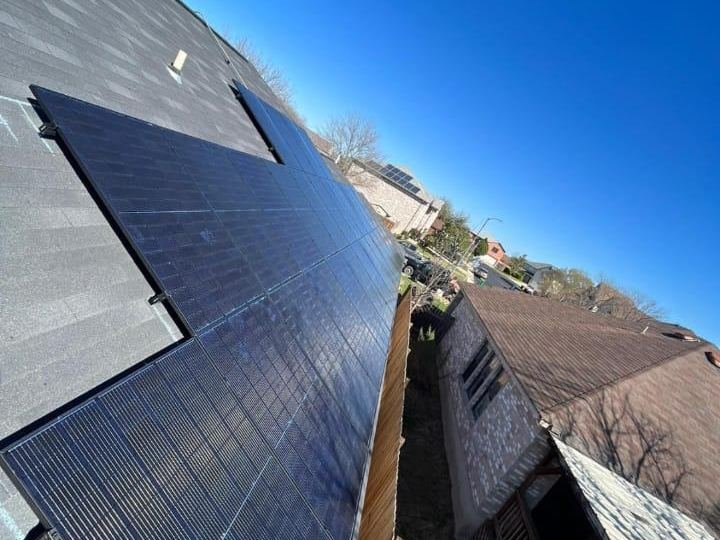 Home with solar panels on the roof