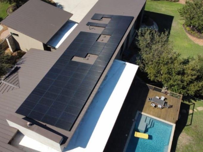 Home with solar panels on the roof